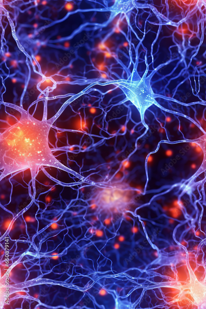 Image of Neurons and neural connections Brain cells 3D illustration  generative ai