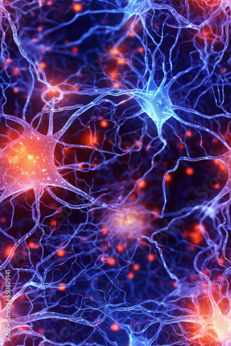 Image of Neurons and neural connections Brain cells 3D illustration  generative ai