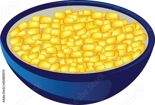 vector illustration of sweet corn with bowl heathy vegetarian food