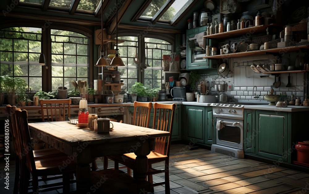 Kitchen interior in a chic apartment. Example of kitchen interior Kitchen interior in a chic apartment. Example of kitchen interior