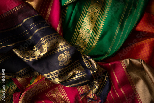 Handwoven silk with gold work 