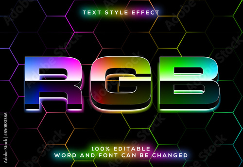 RGB Colorful Text Effect on hexagonal background
