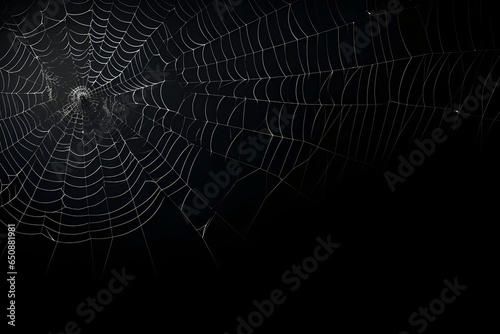 Spinnennetz Silhouette auf schwarzer Wand Halloween Thema dunkler Hintergrund © FJM