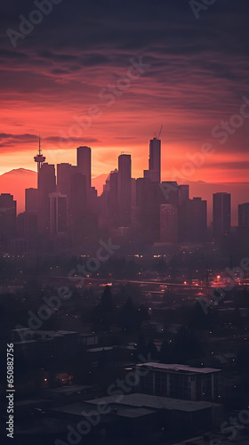 Evening Glow Over Urban Skyline  9 16 format