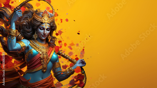 Hindu festival of light  joy  love and victory. The figure of a warrior  demigod or god. Ai generative