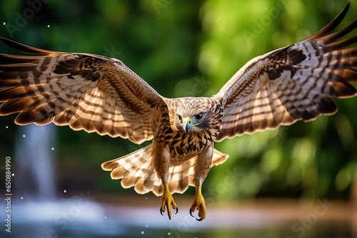 A diving hawk looking for prey