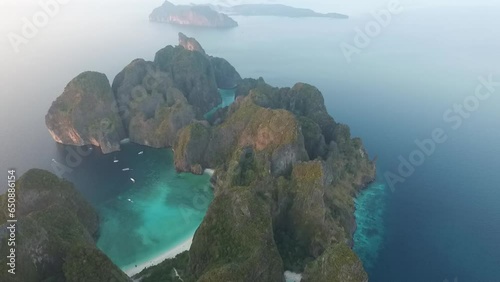 Aerial view of the Phiphi island mayabay in thailand photo