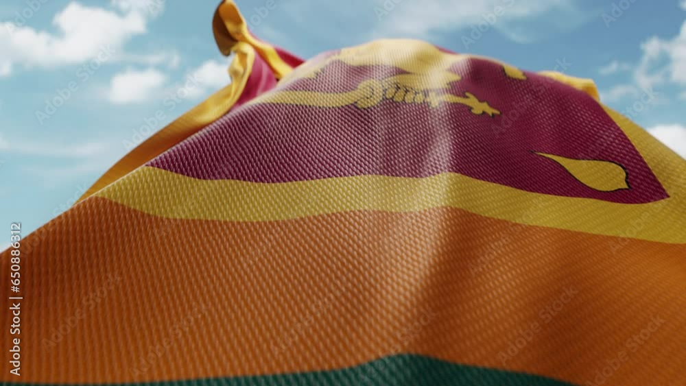 Video „Wavy flag of Sri Lanka blowing in the wind in slow motion ...