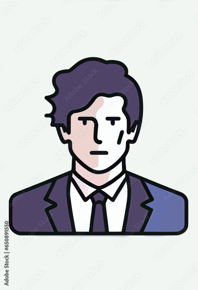 Vector illustration of a confident man in a formal suit, perfect for an avatar for a website or app