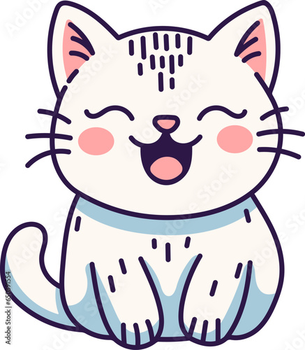 Cute kawaii white cat cartoon