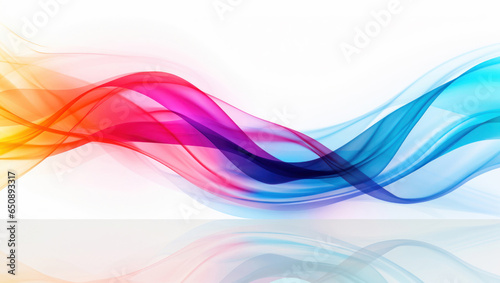 Flowing ribbons in transparent rainbow colors background