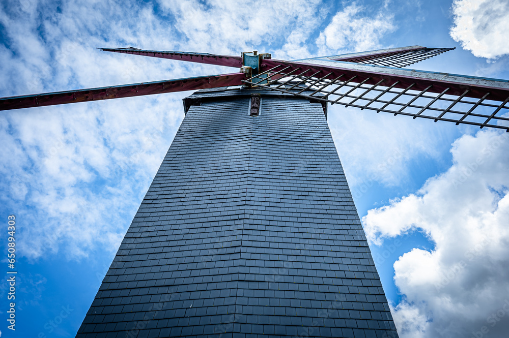 Lovely old historic wind mill in Belgium - obrazy, fototapety, plakaty 