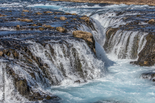 Mesmerizing scenery of the Bruarfoss Waterfall in Iceland