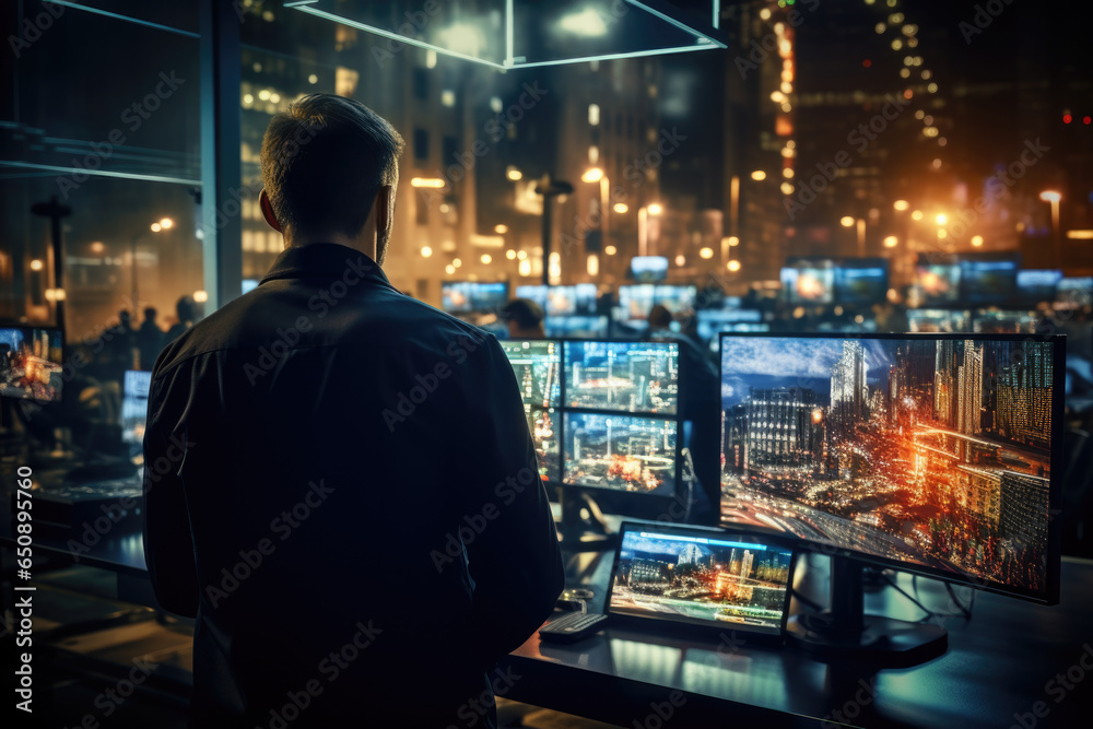 A cybersecurity expert monitoring network traffic to detect AI-generated threats. Generative Ai. A cybersecurity expert monitoring network traffic to detect AI-generated threats. Generative Ai.