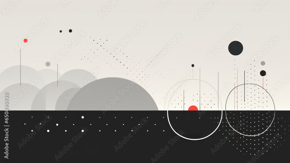 Varied circles in black and white background