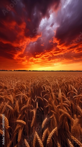 A vast wheat field under dramatic clouds © cac_tus