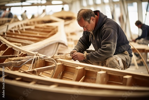 A boat builder at work. photo