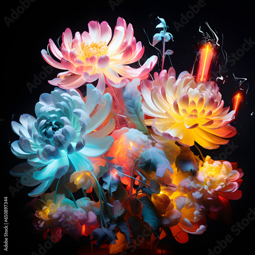 A lively and colorful flower arrangement bursting with summer energy and a vibrant, high-spirited vibe © juniorideia