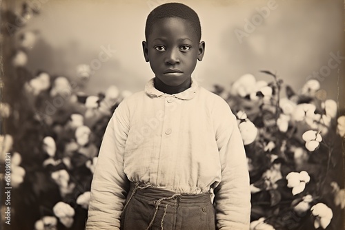 old photo of a black boy picking cotton