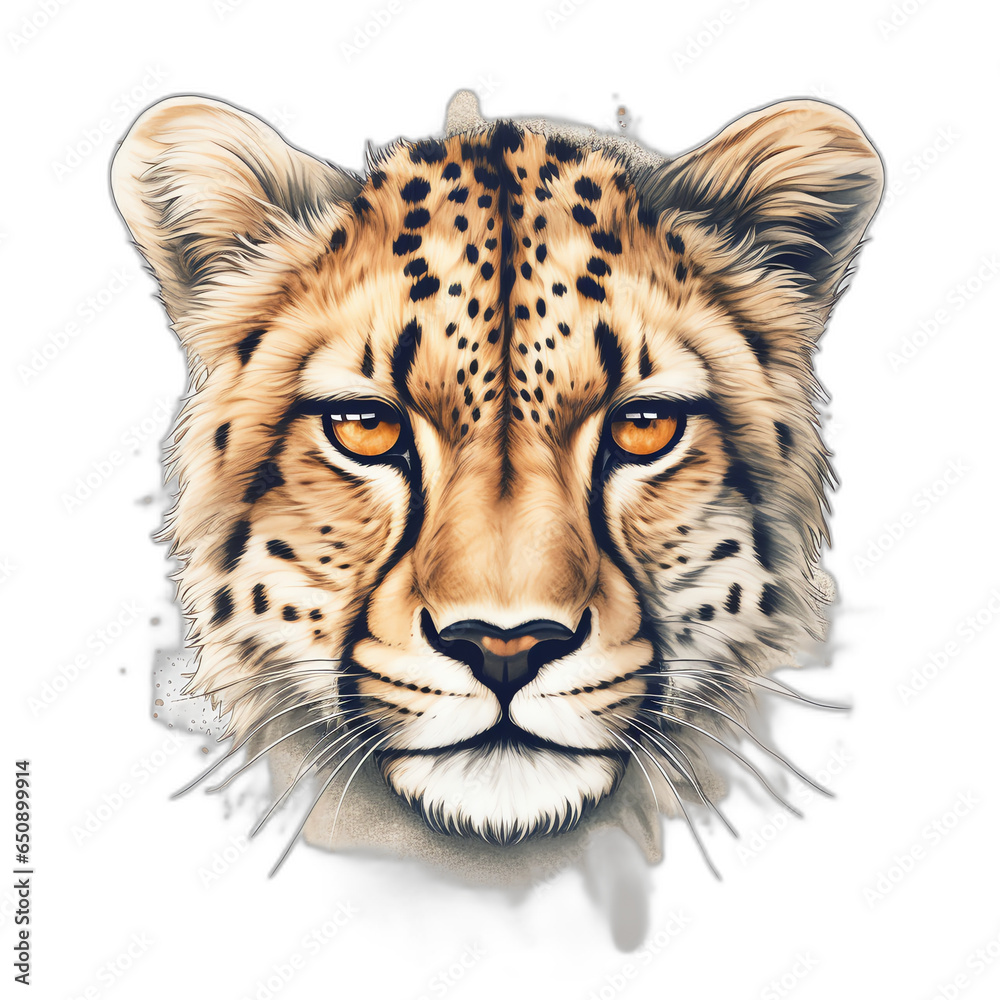 Fototapeta premium Cheetahs head digital sticker isolated on transparent background