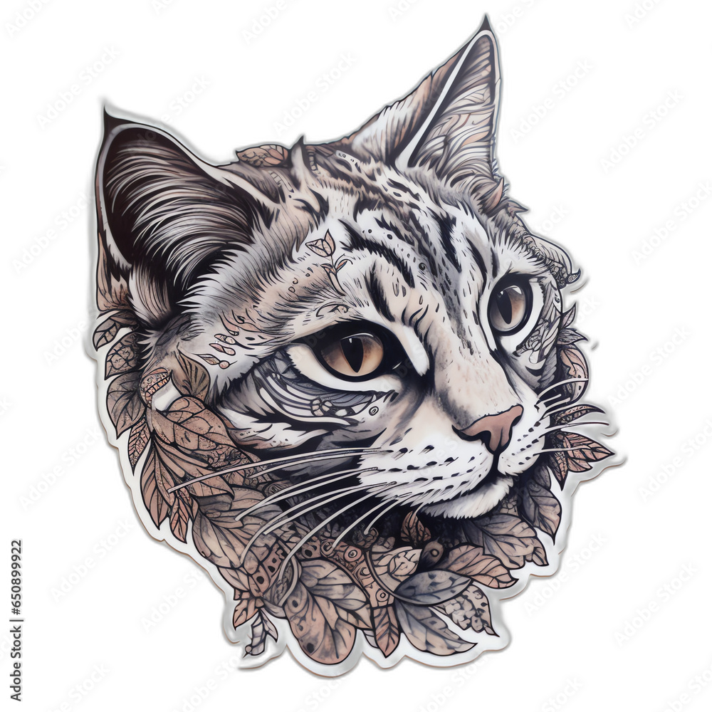 Obraz premium Cats head digital sticker isolated on transparent background