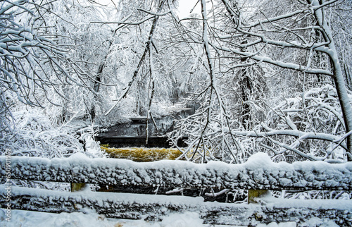 New England village after snow storm photo