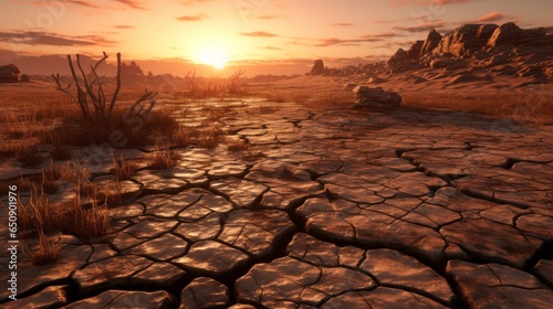 A breathtaking sunset over a vast desert landscape