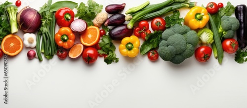 White background with vegetables
