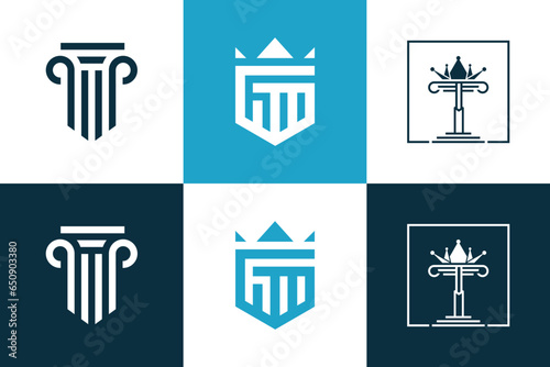 Set of lawyer logo design element vector icon with creative idea