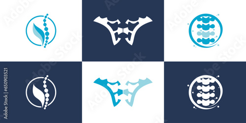 Vector chiropractic icon vector logo design with creative unique set concept premium vector