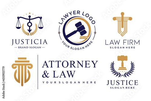 Law logo collection with creative element concept Premium Vector