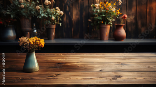 old table and flower on it