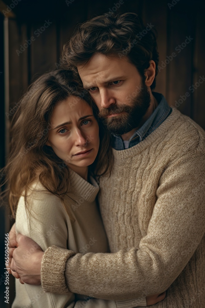 loving and affectionate man calms down an upset wife