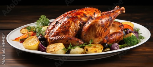 Delicious roasted turkey served