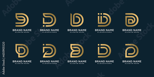 Set of monogram letter D logo template