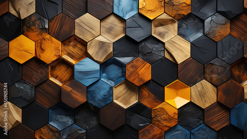 Fototapeta Naklejka Na Ścianę i Meble -  wood hexagon  wall texture