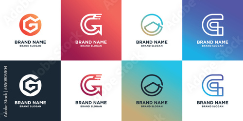 set of letter G logo collection with creative element concept Premium Vector