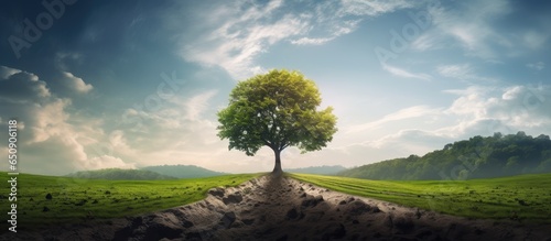 Life s recycling concept solitary tree in field