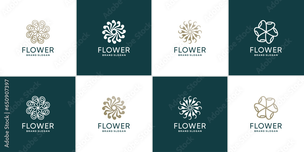 Flower logo collection with creative unique concept Premium Vector