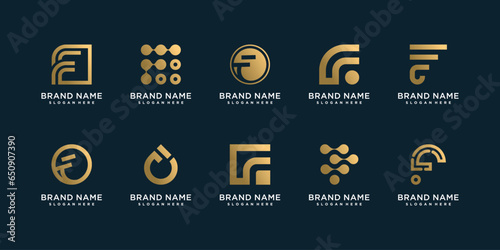 Set of letter F logo collection with unique style Premium Vector