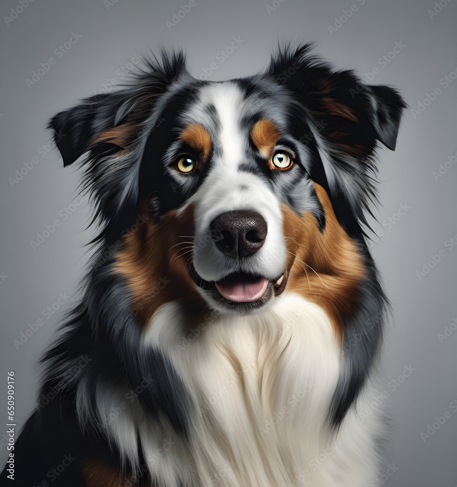 australian shepherd close up. Professional studio portrait of a australian shepherd. Dog portrait. generative AI