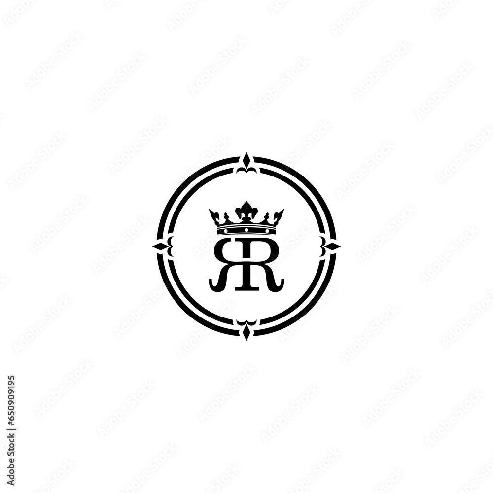 Initial letter RR or R logo design concept with crown icon vector.