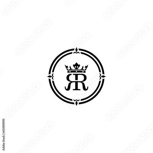 Initial letter RR or R logo design concept with crown icon vector.