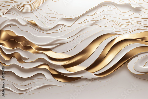Fototapeta samoprzylepna 3d white gold waves wallpaper