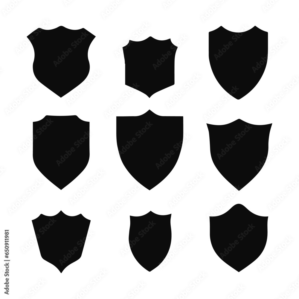 Vector Military Shield Silhouettes in the Shape of a Police Badge. Isolated Security and Football Patches. Illustration of Shield Shape Protection - Transparent Background, PNG, Vector Vector Military Shield Silhouettes in the Shape of a Police Badge. Isolated Security and Football Patches. Illustration of Shield Shape Protection - Transparent Background, PNG, Vector