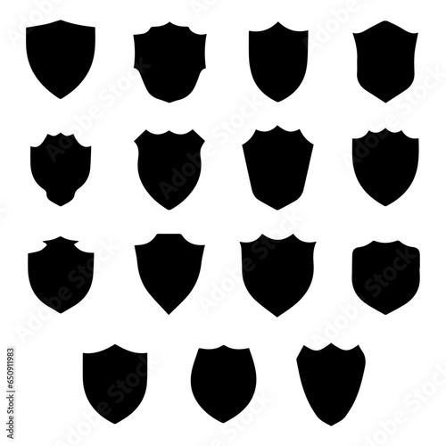 Police Badge Shaped Vector Military Shield Silhouettes: Isolated Security and Football Patches. Illustration of Shield - Transparent Background, PNG, Vector