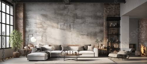 loft living room with industrial style