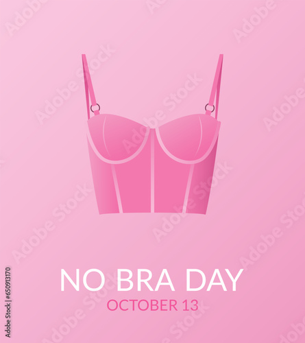 National No Bra Day. Modern Vector banner with bra