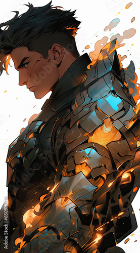 Anime manga sodier in futuristic armor photo