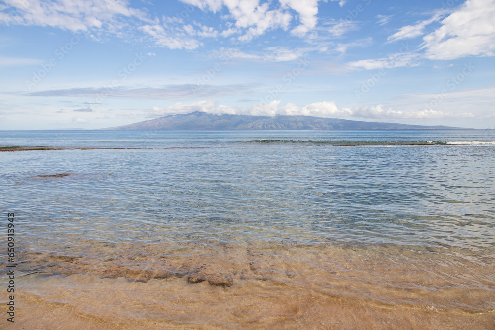 Beach at Maui, Hawaii with Pacific Ocean in background